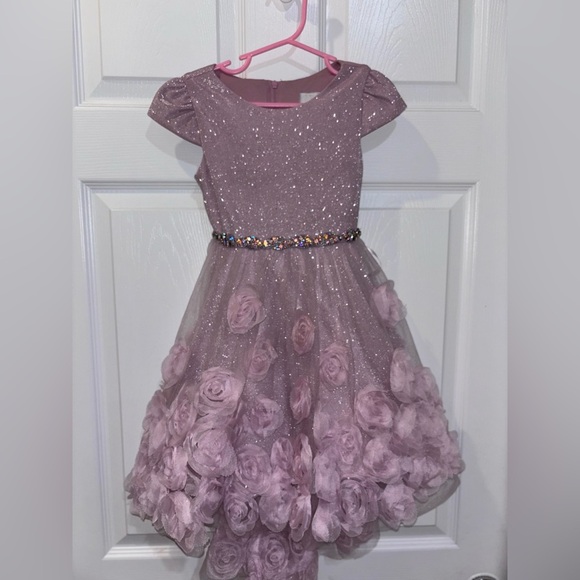 Rare Editions Other - Rare Editions Little Girls Floral Puff Sleeves 3D Floral Dress SZ 5